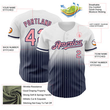 Load image into Gallery viewer, Custom White Pinstripe Medium Pink-Navy Authentic Fade Fashion Baseball Jersey
