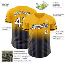 Load image into Gallery viewer, Custom Gold Pinstripe White-Navy Authentic Fade Fashion Baseball Jersey
