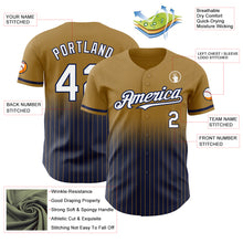 Load image into Gallery viewer, Custom Old Gold Pinstripe White-Navy Authentic Fade Fashion Baseball Jersey
