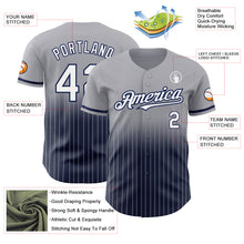 Load image into Gallery viewer, Custom Gray Pinstripe White-Navy Authentic Fade Fashion Baseball Jersey
