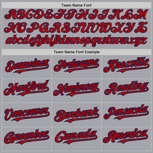 Load image into Gallery viewer, Custom Gray Pinstripe Red-Navy Authentic Fade Fashion Baseball Jersey
