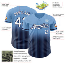 Load image into Gallery viewer, Custom Light Blue Pinstripe White-Navy Authentic Fade Fashion Baseball Jersey
