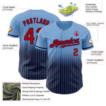 Load image into Gallery viewer, Custom Light Blue Pinstripe Red-Navy Authentic Fade Fashion Baseball Jersey
