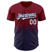 Load image into Gallery viewer, Custom Maroon Pinstripe White-Navy Authentic Fade Fashion Baseball Jersey
