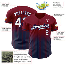 Load image into Gallery viewer, Custom Maroon Pinstripe White-Navy Authentic Fade Fashion Baseball Jersey
