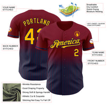 Load image into Gallery viewer, Custom Maroon Pinstripe Gold-Navy Authentic Fade Fashion Baseball Jersey
