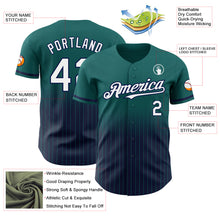 Load image into Gallery viewer, Custom Teal Pinstripe White-Navy Authentic Fade Fashion Baseball Jersey
