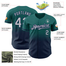 Load image into Gallery viewer, Custom Teal Pinstripe Gray-Navy Authentic Fade Fashion Baseball Jersey
