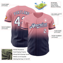 Load image into Gallery viewer, Custom Medium Pink Pinstripe White-Navy Authentic Fade Fashion Baseball Jersey
