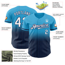 Load image into Gallery viewer, Custom Sky Blue Pinstripe White-Navy Authentic Fade Fashion Baseball Jersey
