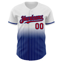 Load image into Gallery viewer, Custom White Pinstripe Red-Royal Authentic Fade Fashion Baseball Jersey
