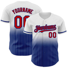 Load image into Gallery viewer, Custom White Pinstripe Red-Royal Authentic Fade Fashion Baseball Jersey
