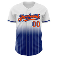 Load image into Gallery viewer, Custom White Pinstripe Orange-Royal Authentic Fade Fashion Baseball Jersey
