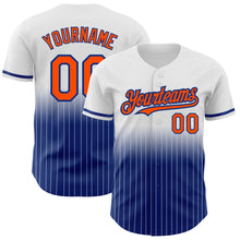 Load image into Gallery viewer, Custom White Pinstripe Orange-Royal Authentic Fade Fashion Baseball Jersey
