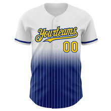 Load image into Gallery viewer, Custom White Pinstripe Yellow-Royal Authentic Fade Fashion Baseball Jersey
