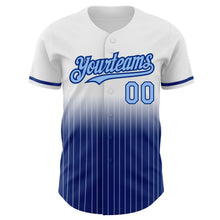 Load image into Gallery viewer, Custom White Pinstripe Light Blue-Royal Authentic Fade Fashion Baseball Jersey
