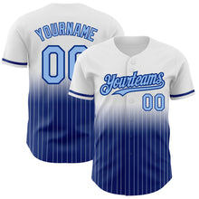 Load image into Gallery viewer, Custom White Pinstripe Light Blue-Royal Authentic Fade Fashion Baseball Jersey
