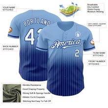 Load image into Gallery viewer, Custom Light Blue Pinstripe White-Royal Authentic Fade Fashion Baseball Jersey
