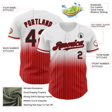 Load image into Gallery viewer, Custom White Pinstripe Black-Red Authentic Fade Fashion Baseball Jersey
