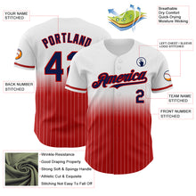 Load image into Gallery viewer, Custom White Pinstripe Navy-Red Authentic Fade Fashion Baseball Jersey
