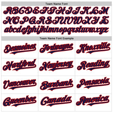 Load image into Gallery viewer, Custom White Pinstripe Navy-Red Authentic Fade Fashion Baseball Jersey
