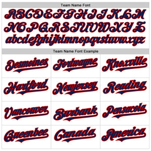 Custom White Pinstripe Navy-Red Authentic Fade Fashion Baseball Jersey