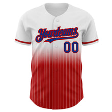 Load image into Gallery viewer, Custom White Pinstripe Royal-Red Authentic Fade Fashion Baseball Jersey
