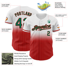 Load image into Gallery viewer, Custom White Pinstripe Kelly Green-Red Authentic Fade Fashion Baseball Jersey
