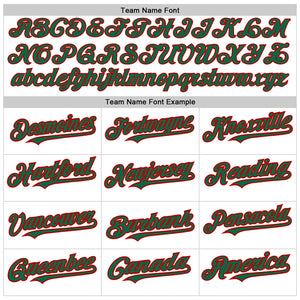 Custom White Pinstripe Kelly Green-Red Authentic Fade Fashion Baseball Jersey