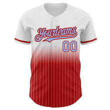 Load image into Gallery viewer, Custom White Pinstripe Light Blue-Red Authentic Fade Fashion Baseball Jersey
