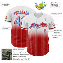 Load image into Gallery viewer, Custom White Pinstripe Light Blue-Red Authentic Fade Fashion Baseball Jersey
