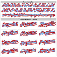 Load image into Gallery viewer, Custom White Pinstripe Light Blue-Red Authentic Fade Fashion Baseball Jersey
