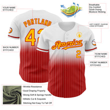 Load image into Gallery viewer, Custom White Pinstripe Gold-Red Authentic Fade Fashion Baseball Jersey
