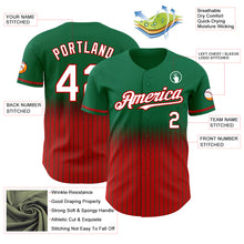 Load image into Gallery viewer, Custom Kelly Green Pinstripe White-Red Authentic Fade Fashion Baseball Jersey
