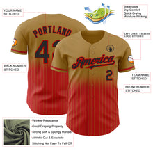 Load image into Gallery viewer, Custom Old Gold Pinstripe Black-Red Authentic Fade Fashion Baseball Jersey
