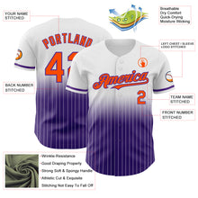 Load image into Gallery viewer, Custom White Pinstripe Orange-Purple Authentic Fade Fashion Baseball Jersey
