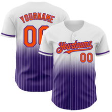 Load image into Gallery viewer, Custom White Pinstripe Orange-Purple Authentic Fade Fashion Baseball Jersey
