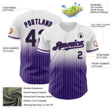 Load image into Gallery viewer, Custom White Pinstripe Black-Purple Authentic Fade Fashion Baseball Jersey
