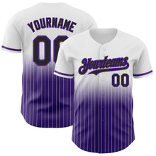 Load image into Gallery viewer, Custom White Pinstripe Black-Purple Authentic Fade Fashion Baseball Jersey
