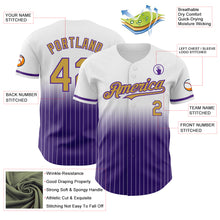 Load image into Gallery viewer, Custom White Pinstripe Old Gold-Purple Authentic Fade Fashion Baseball Jersey
