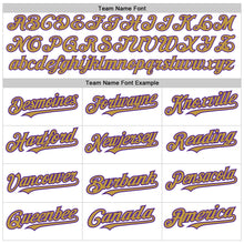 Load image into Gallery viewer, Custom White Pinstripe Old Gold-Purple Authentic Fade Fashion Baseball Jersey
