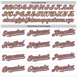 Custom White Pinstripe Old Gold-Purple Authentic Fade Fashion Baseball Jersey