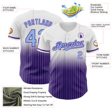 Load image into Gallery viewer, Custom White Pinstripe Light Blue-Purple Authentic Fade Fashion Baseball Jersey
