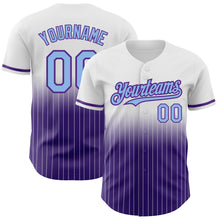 Load image into Gallery viewer, Custom White Pinstripe Light Blue-Purple Authentic Fade Fashion Baseball Jersey
