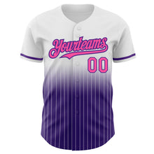 Load image into Gallery viewer, Custom White Pinstripe Pink-Purple Authentic Fade Fashion Baseball Jersey
