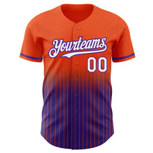 Load image into Gallery viewer, Custom Orange Pinstripe White-Purple Authentic Fade Fashion Baseball Jersey
