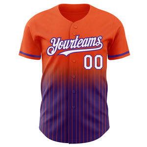 Custom Orange Pinstripe White-Purple Authentic Fade Fashion Baseball Jersey