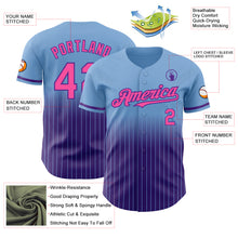 Load image into Gallery viewer, Custom Light Blue Pinstripe Pink-Purple Authentic Fade Fashion Baseball Jersey
