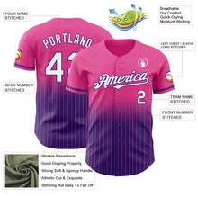 Load image into Gallery viewer, Custom Pink Pinstripe White-Purple Authentic Fade Fashion Baseball Jersey
