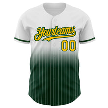 Load image into Gallery viewer, Custom White Pinstripe Gold-Green Authentic Fade Fashion Baseball Jersey
